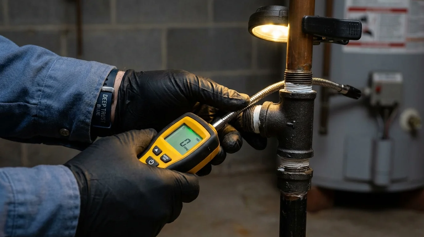 Gas leak detection with electronic sniffer by Johns Plumbing LLC in Sterling