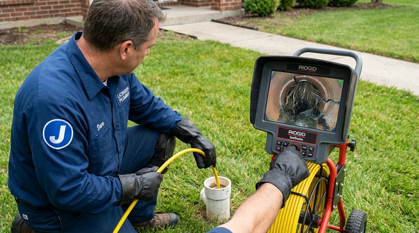 Sewer camera inspection being performed by Johns Plumbing LLC in Sterling